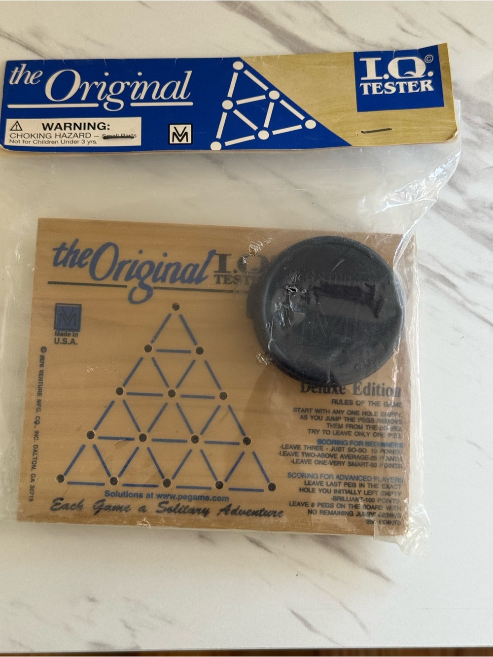 The Original I.Q. Tester Peg Game - Blue and Natural Wood